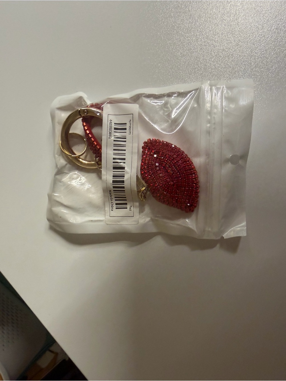 Red Crystal Lip Keychain Bag Charm